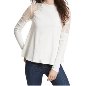 Free People White Daniella Top